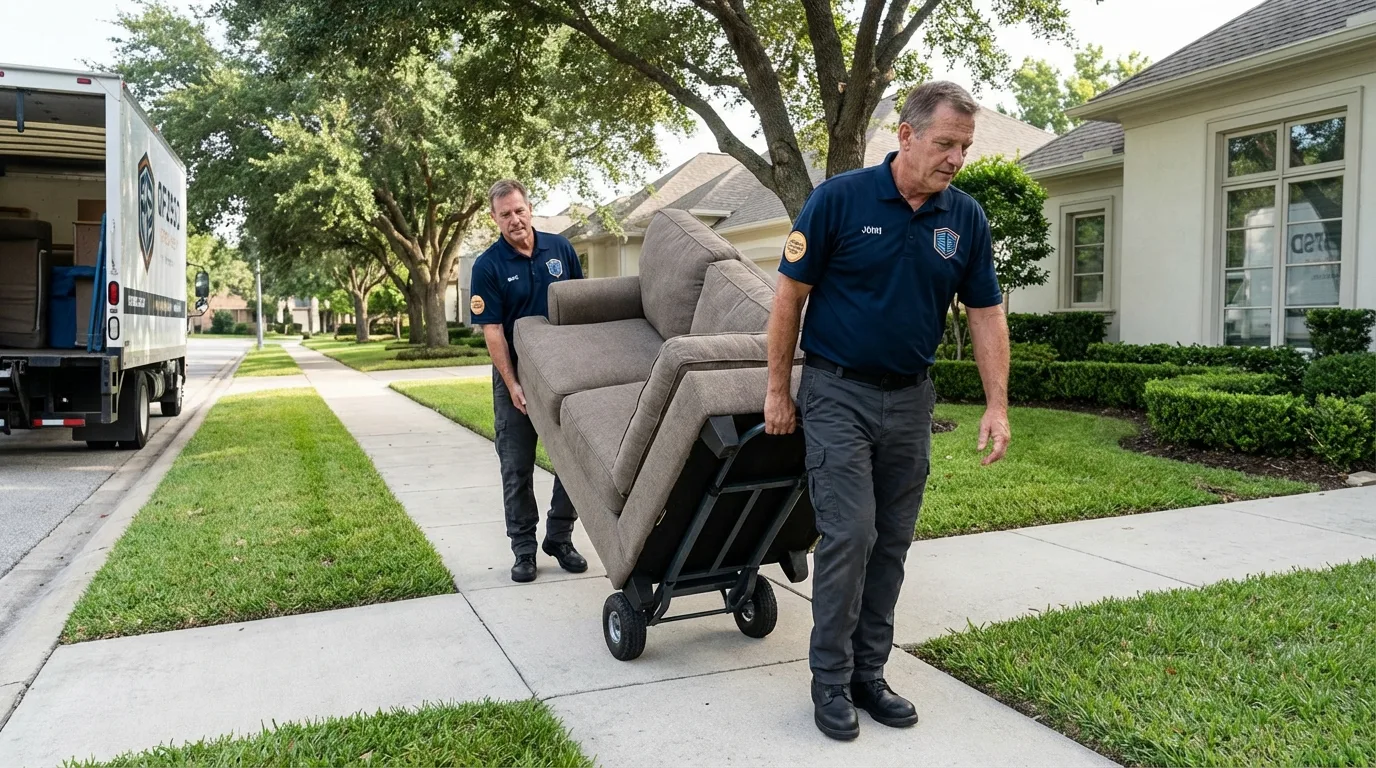 Local residential moving crew loading furniture in Bridgeport, MI